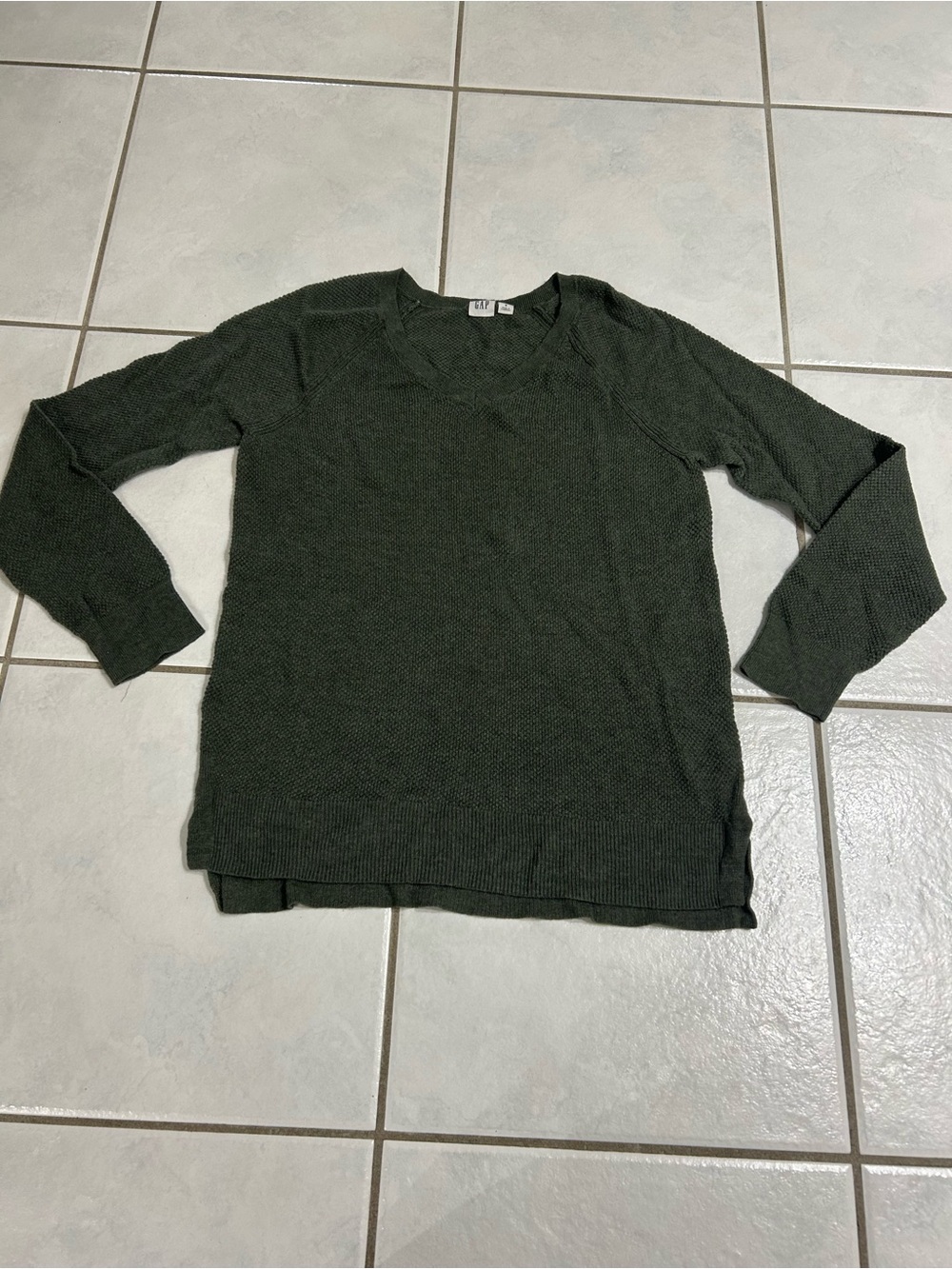 GAP Olive Green V-Neck Knit Sweater